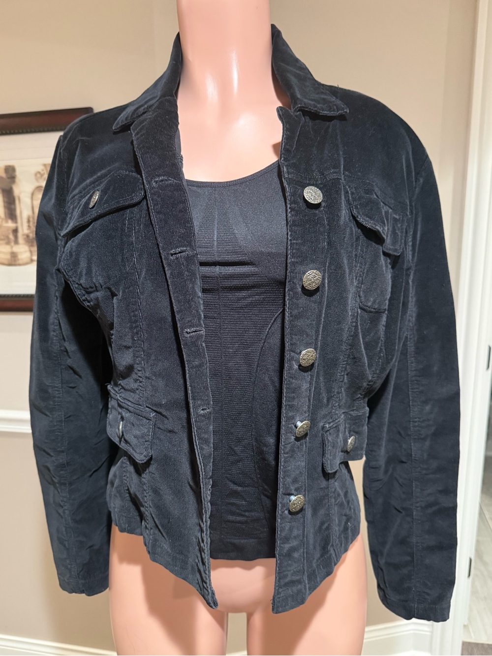 Live a Little Black Corduroy Button Jacket